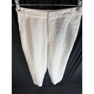Massimo Dutti Wide Leg pocketed Cropped Pants white Size 2 Cotton/Linen 5032